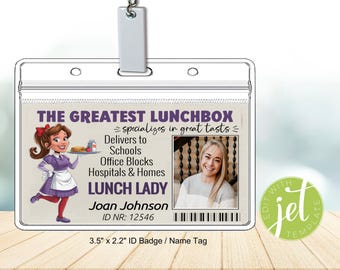 Editable Lunch Lady ID Badge: Printable Costume Name Tag (Instant Download)