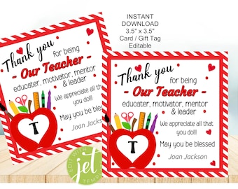 Etichette regalo di ringraziamento per insegnanti modificabili, Grazie per tutto quello che fai, Etichetta di apprezzamento, Che tu sia benedetto, Educatore, Mentore, Download immediato