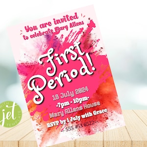 Party Invite, Editable, Printable, First Period Party, Instant Download, First Period Party Invite, Girls Party, Party Favor, Period Party