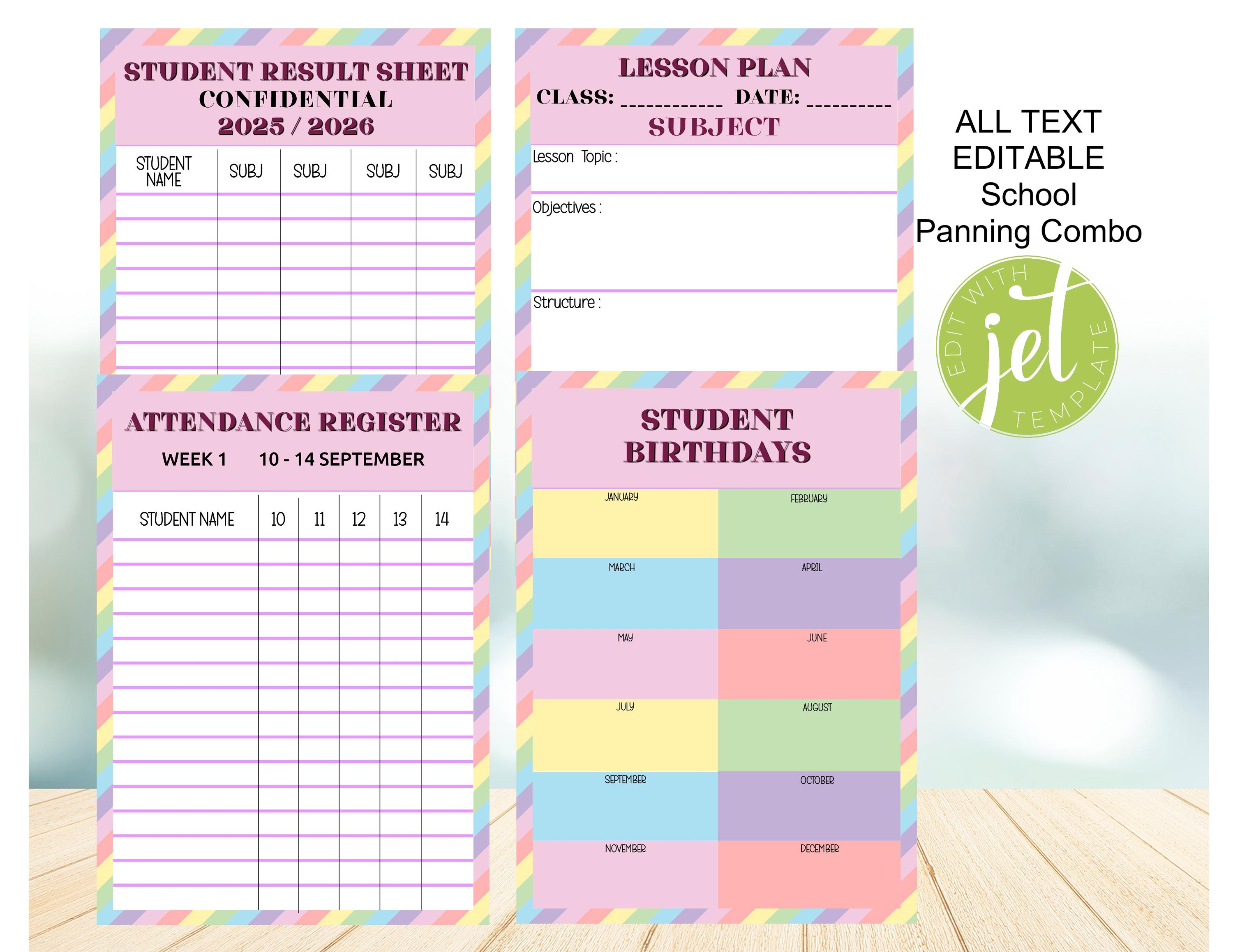 Editable Lesson Plan Combo, Teacher Planner Classroom Organizer ...