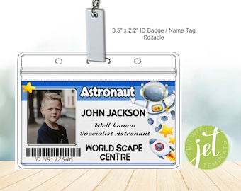 Modello di distintivo identificativo per astronauta: costume spaziale stampabile (download immediato)