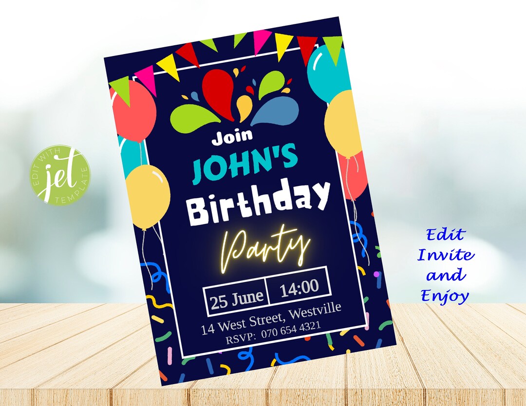 Birthday Party Invite, Editable, Printable, Special Invite, Editable