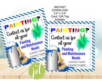Editable Marketing Card, Painting and Maintenance, Call us for your Maintenance needs, Painting Marketing, Instant Download, House Keeping