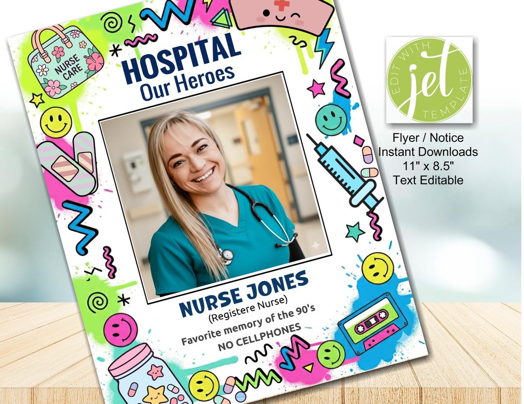 Nurse Appreciation Photo Frame Template, A4 Size, Insert Photo, Icons ...