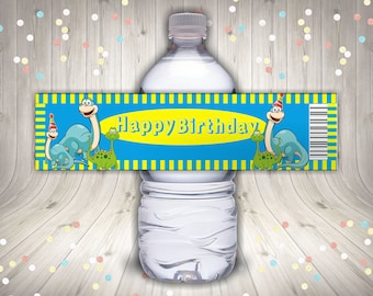 Etichetta per bottiglia d'acqua, stampabile, download immediato, festa dei dinosauri, bottiglia d'acqua per festa dei dinosauri, buon compleanno, festa di compleanno, dinosauri, decorazioni per feste