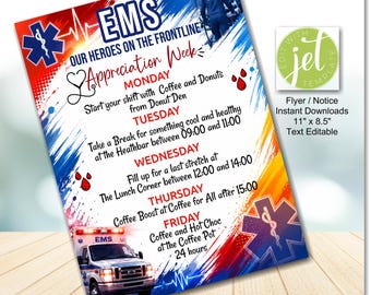 Editable EMS EMT Appreciation Week Flyer - Heroes on the Frontline