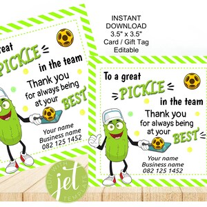 Meilleur cornichon de l'équipe modifiable, Merci d'avoir donné le meilleur d'eux-mêmes, Étiquette d'appréciation, Carte-cadeau, Message d'appréciation, Pickleball, Collègue, Personnel
