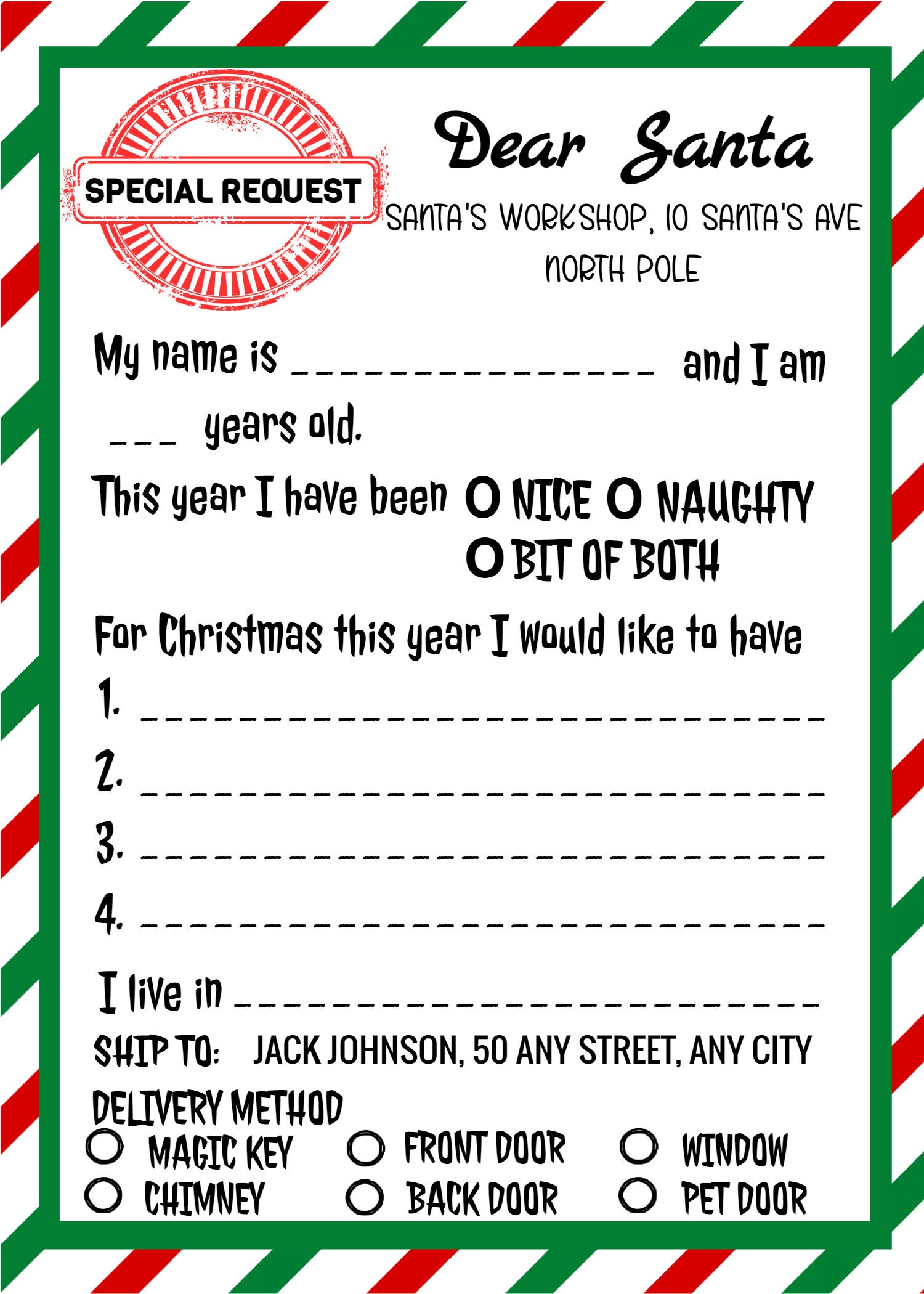 Letter to Santa, Editable, Printable, Christmas Gift Request, Editable ...