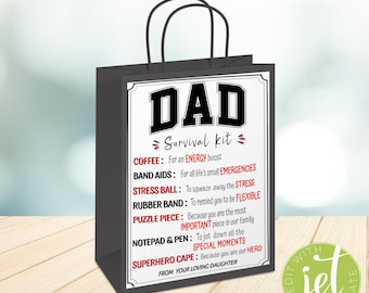 Etichetta modificabile per kit di sopravvivenza, Kit di sopravvivenza per papà, Etichetta modificabile per sacchetto regalo per papà (Download digitale) Modifica e stampa