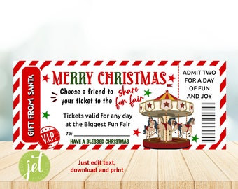 Santa Gift Voucher, Christmas Voucher Template, Editable Text, Santa Claus Voucher, Kids Christmas Gift Voucher, Instant Download