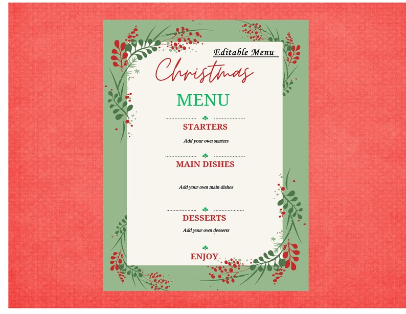 Editable Christmas Menu Planner Combo: Printable To-do & Shopping Lists ...