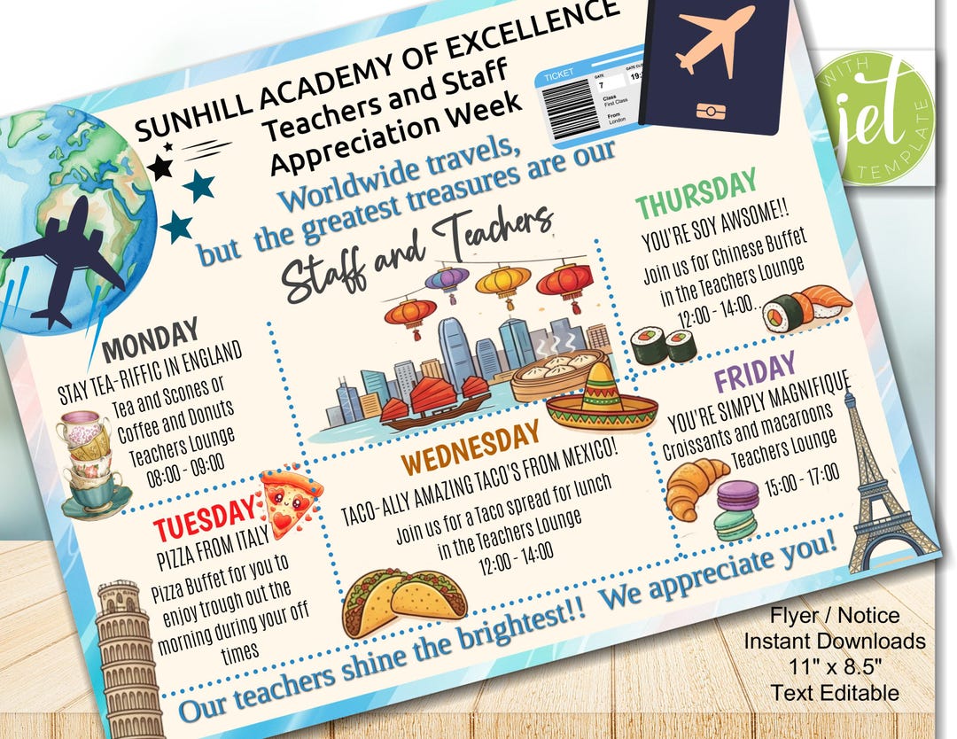 Editable Teachers Appreciation Week Flyer | Traveled World Theme ...