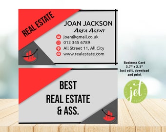 Business Card, Name Tag, editable, printable, Real Estate, Photo Card, instant download, Photo Introduction Card, Company Information