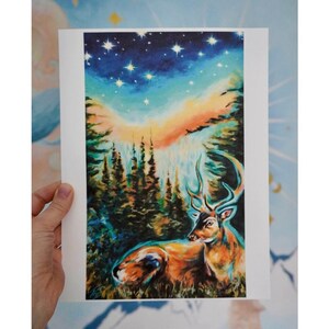 Print &quot;Enchanted&quot; // Art print of Original Artwork // Spirit Animal // Fine Art // Home Decor // Wall Art // Mixed Media // Painting // Gift
