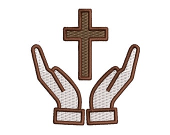 Hands and cross embroidery file, machine embroidery design, religious embroidery machine file, Easter embroidery pattern, digital embroidery