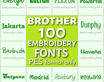 100 PES embroidery fonts, Brother fonts pack, PES fonts bundle, Monogram embroidery letters, PES alphabet
