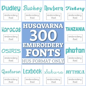 300 fuentes Husqvarna, paquete de fuentes HUS, fuentes de bordado, conjunto de fuentes Husqvarna, paquete de fuentes HUS, letras HUS, fuentes para monogramas de bordado