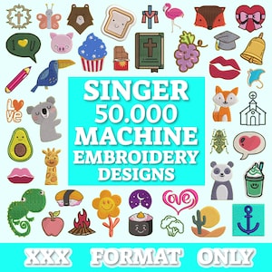 50 000 Singer maskinbroderipaket, XXX-formatfiler, broderimönster, Singer-filpaket, broderimaskinfiler, XXX-designset