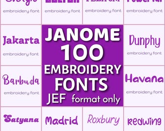 100 Janome Maschinenstickschriftarten, JEF Fonts Pack, Janome Schriftarten zum Sticken, Monogramm Buchstaben