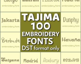 100 DST Stickschriften, Tajima Schriften Paket, DST Schriften Bundle, Monogramm Stickschrift, DST Alphabet