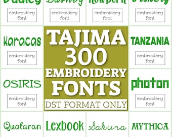 300 Tajima embroidery fonts, DST fonts pack, embroidery machine fonts, Tajima fonts set, DST fonts bundle, fonts for embroidery alphabet DST