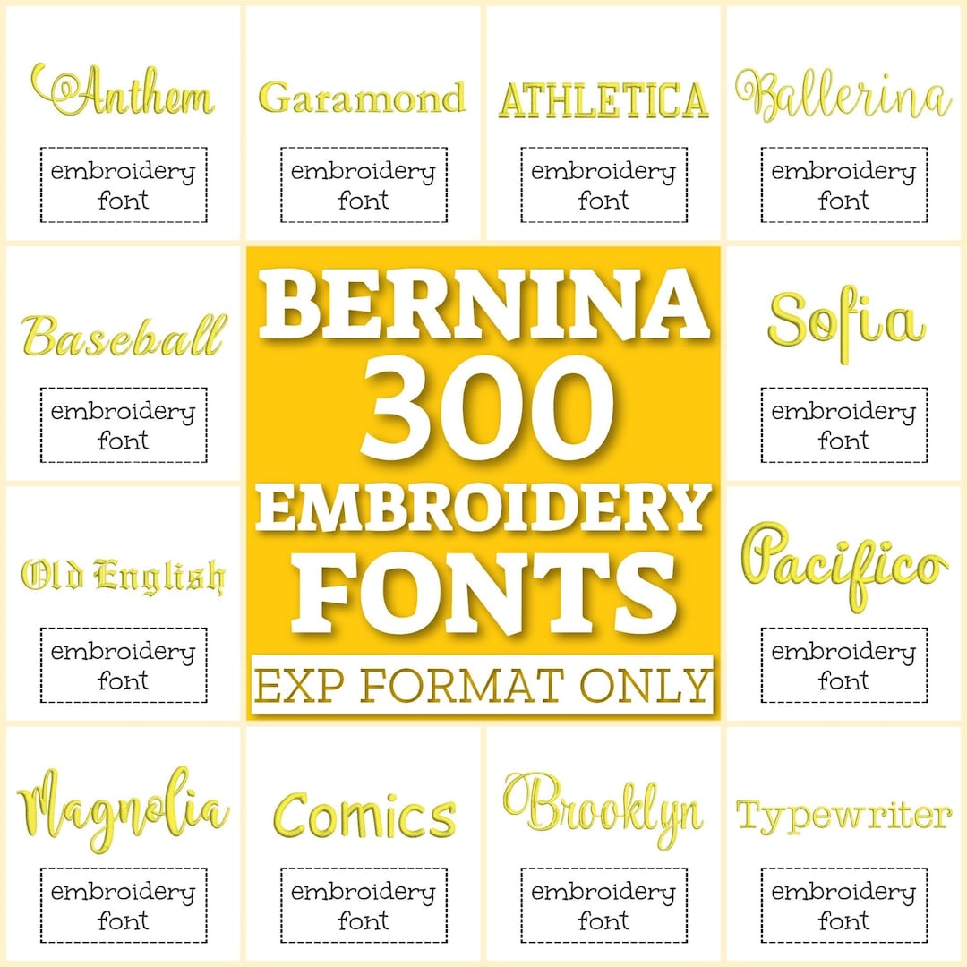300 Bernina Fonts, EXP Fonts Bundle, Machine Embroidery Fonts, EXP Font