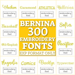 300 Bernina fonts, EXP fonts bundle, machine embroidery fonts, EXP font pack, fonts for embroidery, alphabet EXP letters embroidery monogram