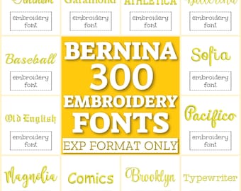 300 Bernina fonts, EXP fonts bundle, machine embroidery fonts, EXP font pack, fonts for embroidery, alphabet EXP letters embroidery monogram