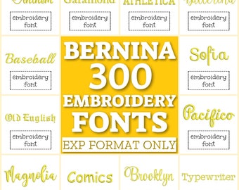 300 Bernina fonts, EXP fonts bundle, machine embroidery fonts, EXP font pack, fonts for embroidery, alphabet EXP letters embroidery monogram