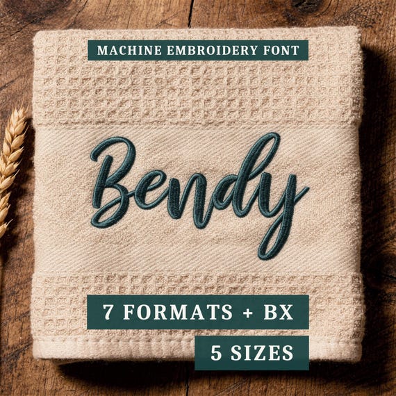Bendy brush script embroidery font, Casual lettering for machine embroidery, BX fonts + 7 Formats