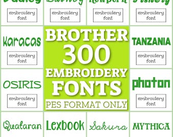 300 Brother embroidery fonts, Brother fonts set, embroidery machine fonts, embroidery alphabet, Babylock letters bundle, embroidery monogram