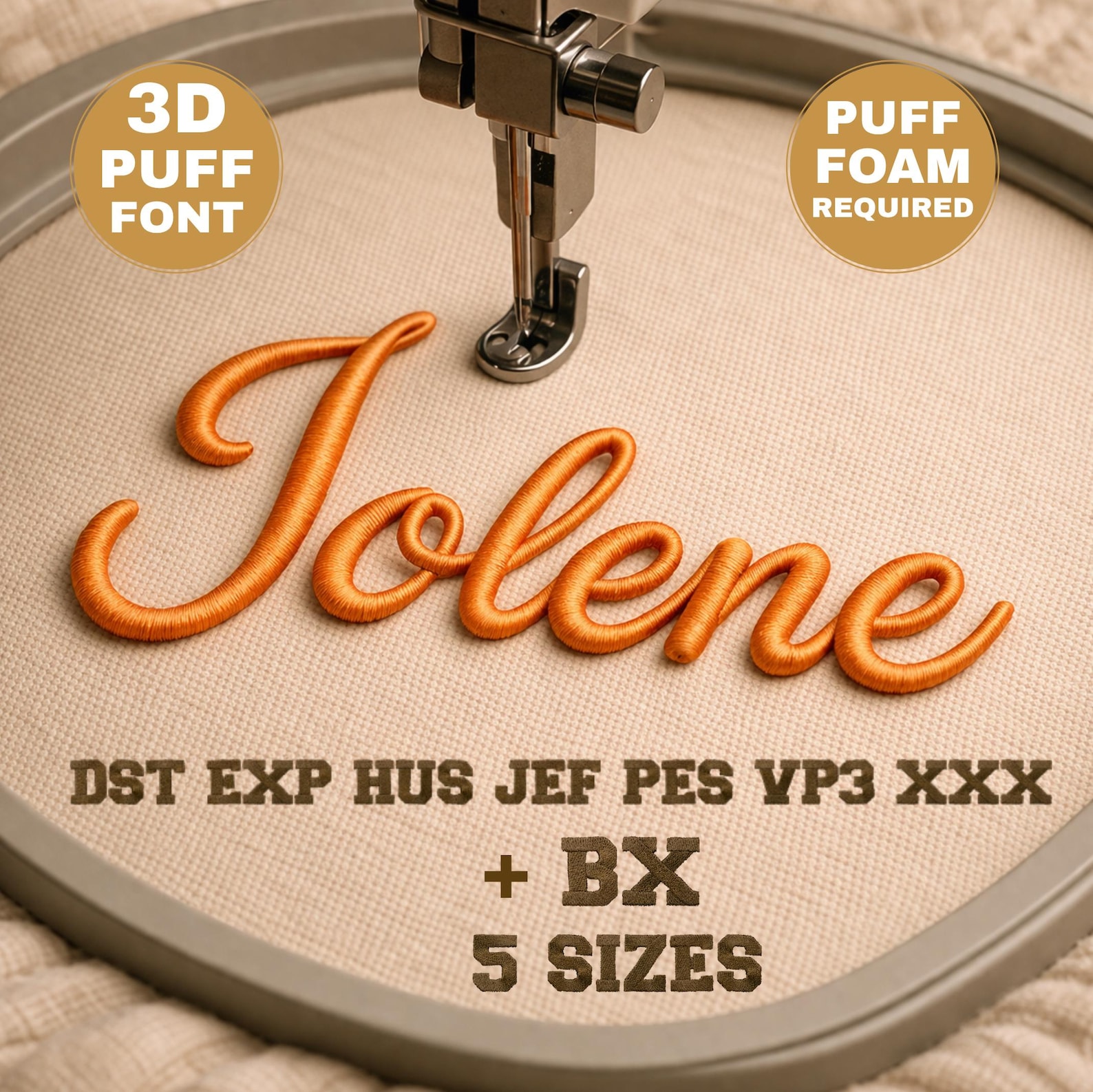 3D Puff Font for Machine Embroidery, 5 Sizes 7 Formats + BX Font, Foam ...