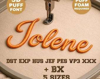 3D Puff font for machine embroidery, 5 Sizes 7 Formats + BX font, Foam embroidery file