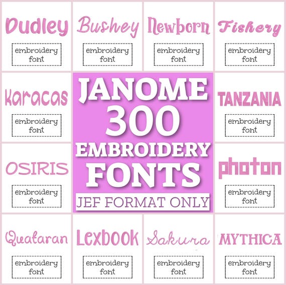 300 Janome machine fonts, JEF fonts set, machine embroidery fonts, Janome font pack, JEF letters bundle, embroidery Janome monogram alphabet