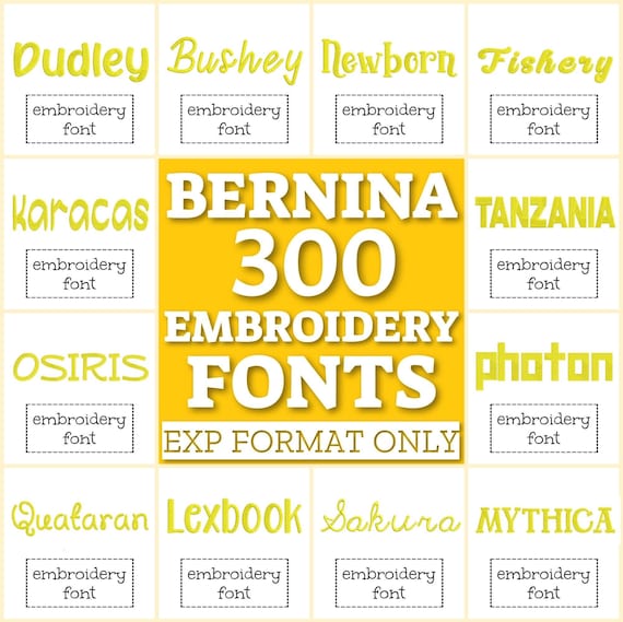 300 Bernina fonts, EXP fonts bundle, machine embroidery fonts, EXP font pack, fonts for embroidery, alphabet EXP letters embroidery monogram