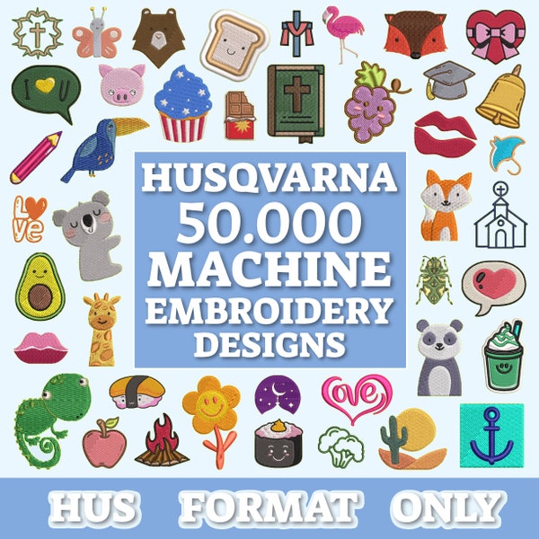 Lot de 50 000 fichiers de broderie machine Husqvarna, pack de fichiers HUS, ensemble de motifs de broderie, fichiers Husqvarna pour la broderie, lot de motifs HUS