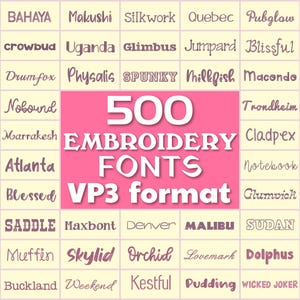 500 Pfaff Maschinenschriften, VP3 Schriften Bundle, Maschinenstickschriften, Pfaff Schriften Set, VP3 Stickdateien, VP3 Alphabet Stickschrift Monogramm