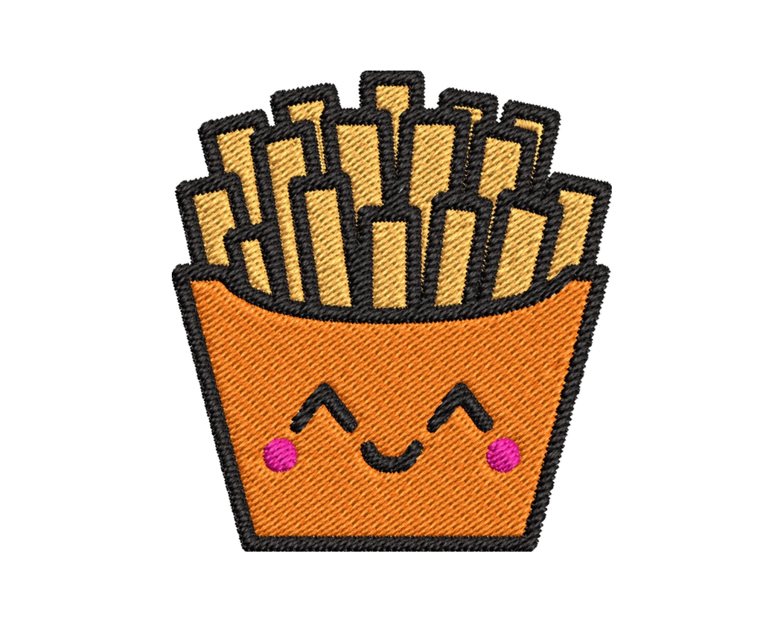 Potato fry embroidery file, machine embroidery design, embroidery machine file, food embroidery pattern, digital embroidery