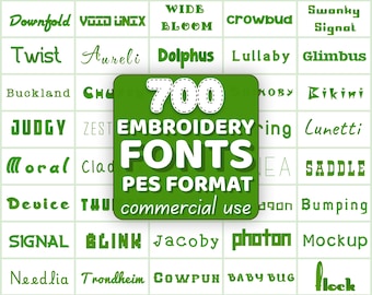 700 PES Embroidery fonts for Brother & Babylock, Machine embroidery letters 1 2 3 inch