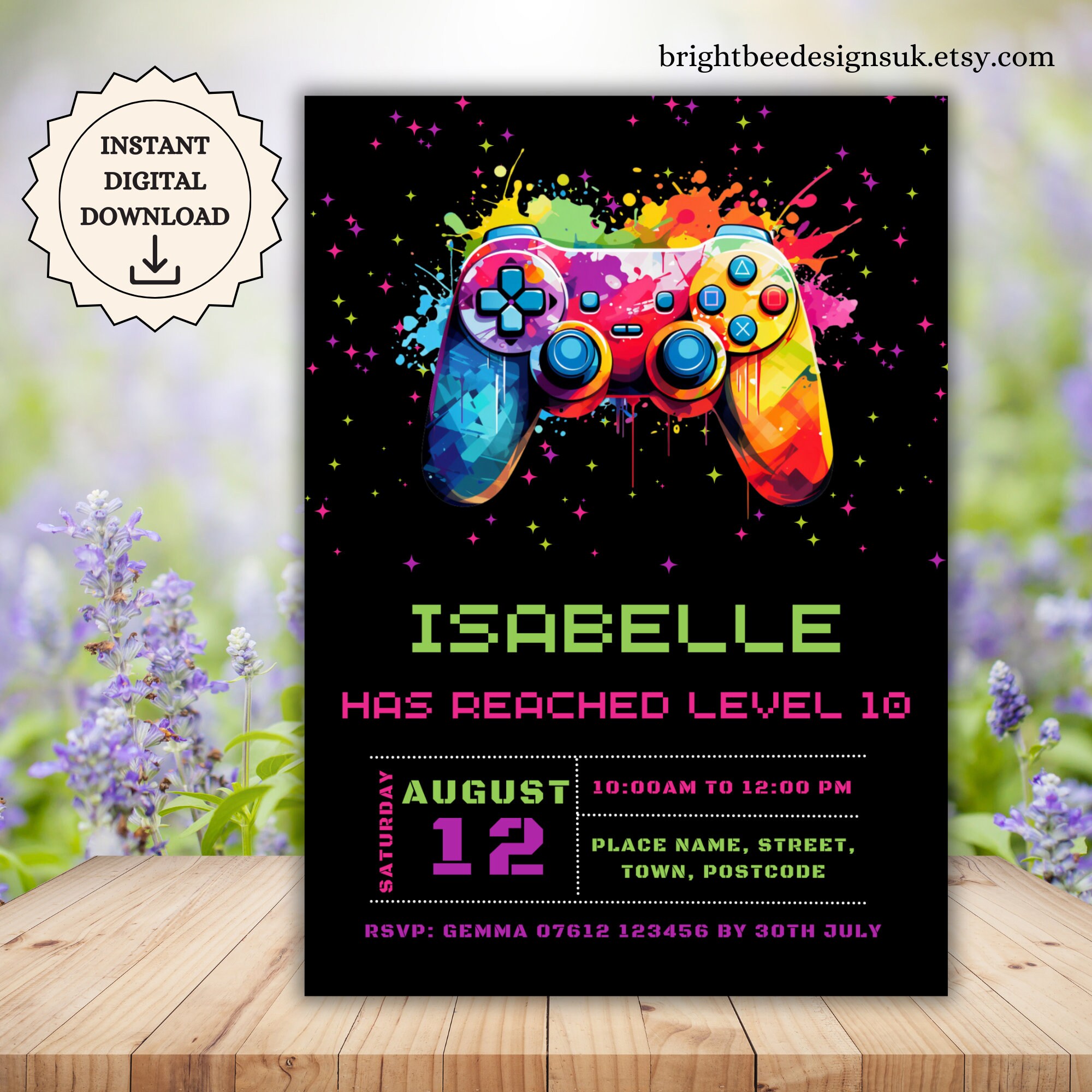 Printable Video Gaming Party Invitation, Girl Gamer Party Invite ...
