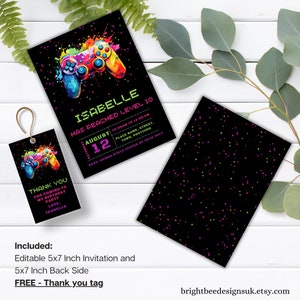 Printable Video Gaming Party Invitation, Girl Gamer Party Invite ...