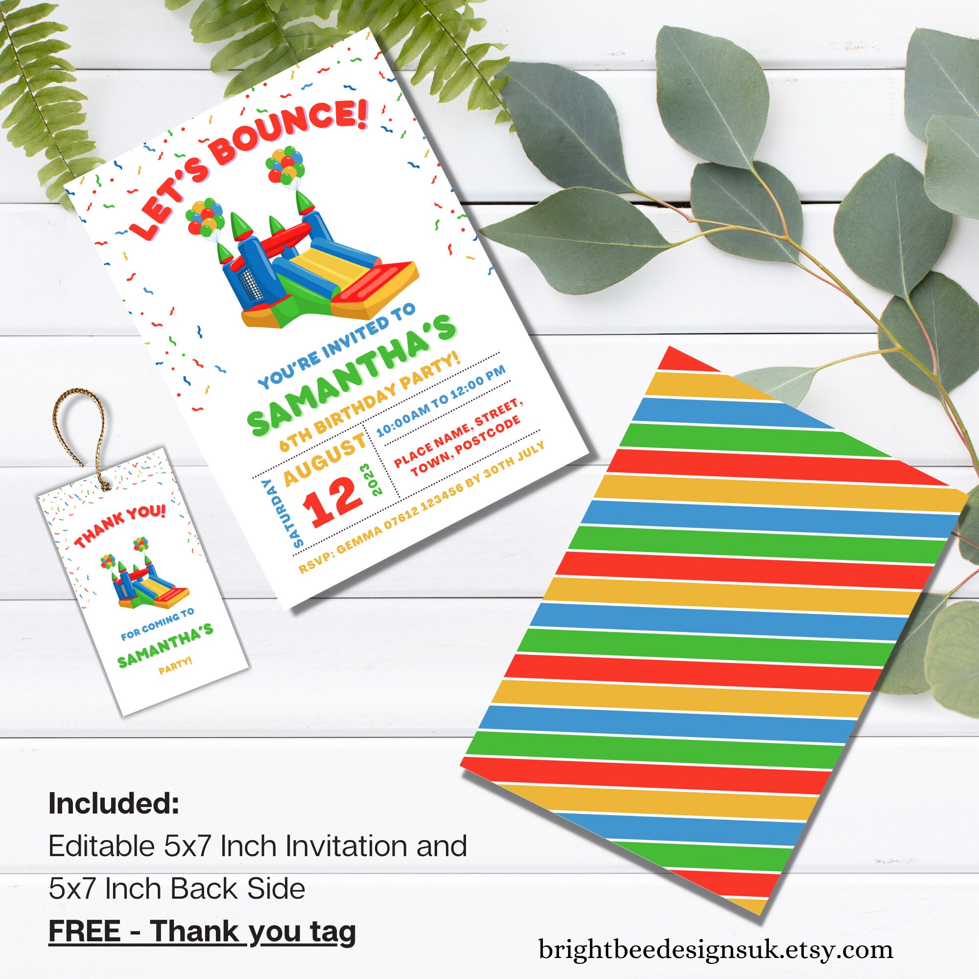 Bounce Birthday Party Invitation for Kids. Printable Bouncy Castle ...