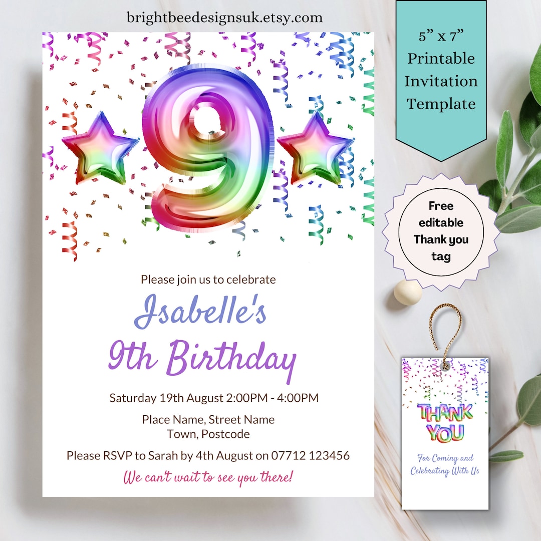 Lienzo «Es Mi Noveno Cumpleaños, Feliz Noveno Cumpleaños, Feliz Noveno  Diseño De Cumpleaños Para, image size:1080x1080