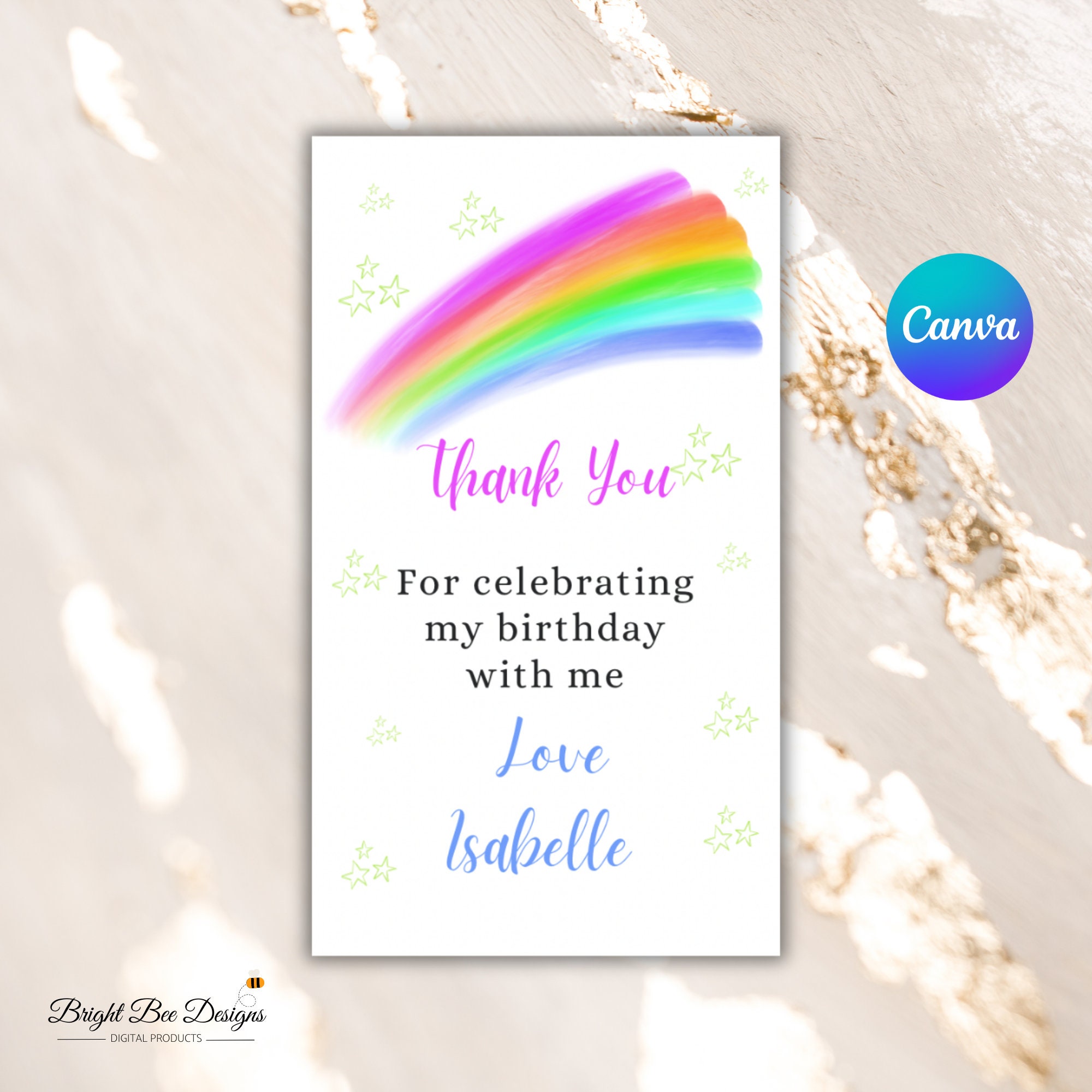 Editable Rainbow Gift Tag for Kids With Green Stars. Printable - Etsy
