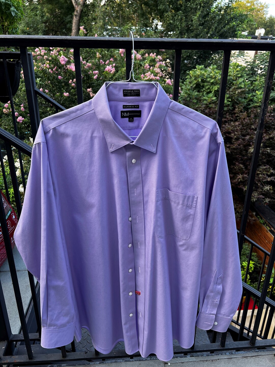 Neiman Marcus Mens Purple Button Down Dress Shirt Size 17.5 Etsy