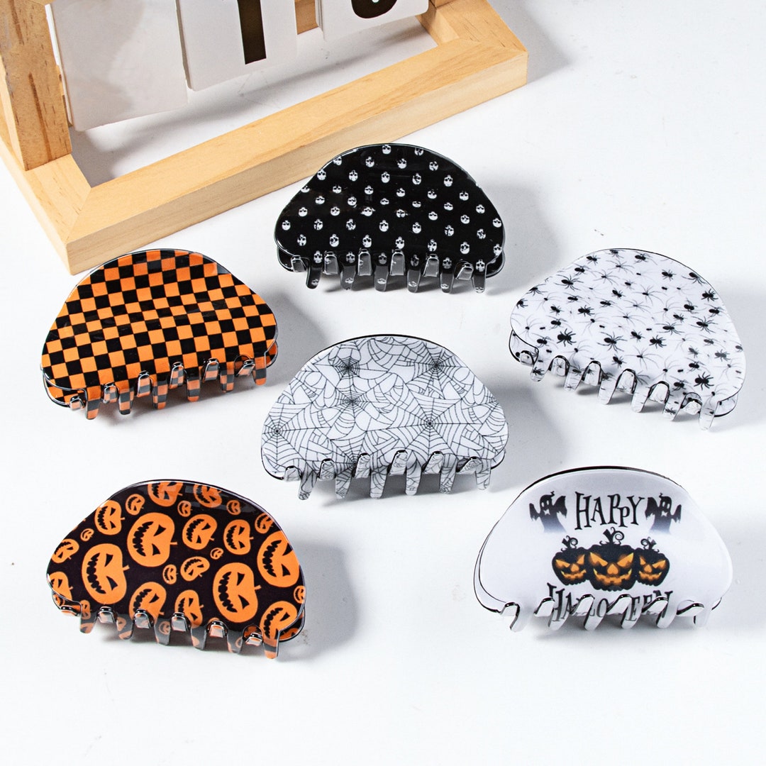 Halloween Hair Clipspumpkin Ghost Hair Clipspider Hair Etsy