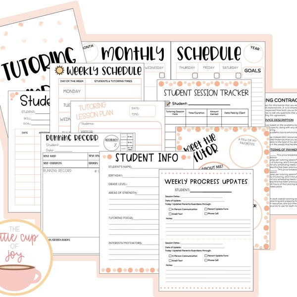 Tutoring Binder (Bubbly) EDITABLE: For Planning and Organizing Tutoring Sessions