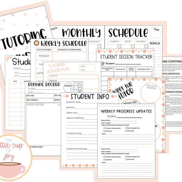 Tutoring Binder (Bubbly) MODIFIABLE : Pour planifier et organiser des sessions de tutorat