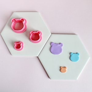 Bear Head Clay Imprint Cutters 1In - .50in, 3D Printed Cutter, Cutter Set,  Polymer Clay, Bear Cutters, Cutter for Earrings, Animal Shapes