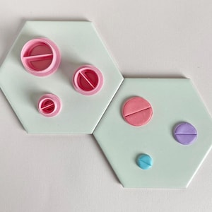 Circle Pill Shape Clay Cutters: 3D Printed Polymer Clay Earring Set (1in - .50in)